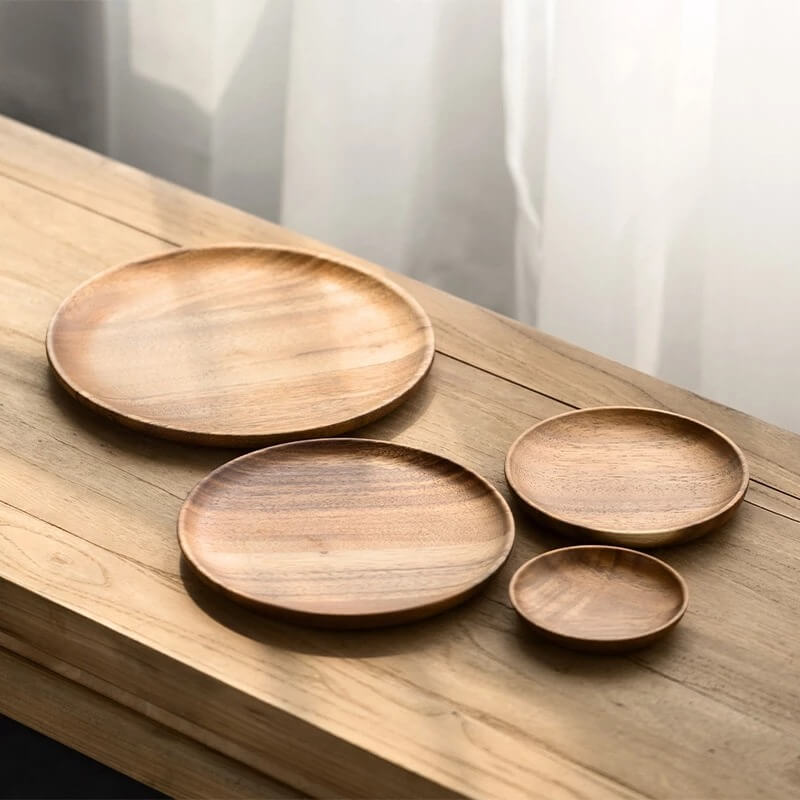 Acacia Wooden Plates 4pcs Set