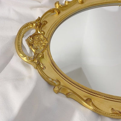 Jade Golden Antique Mirror Tray